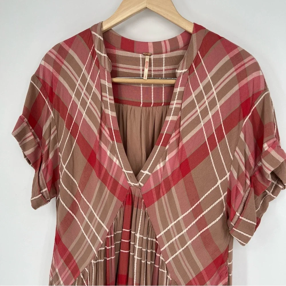 Free‎ People Agnes Plaid Mini in Ballet Combo